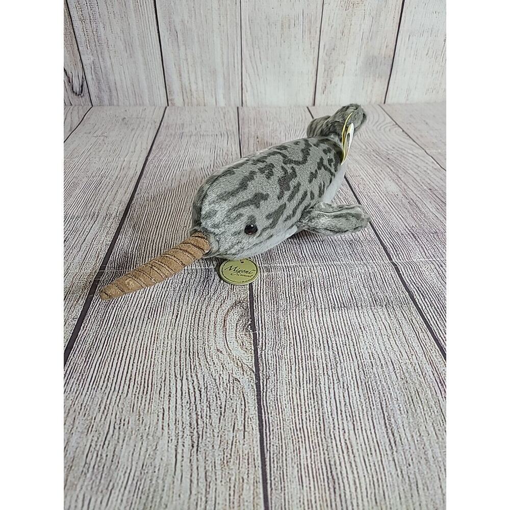 Aurora Miyoni Plush Narwhal Stuffed Animal Gray Spotted Realistic 12" 2017